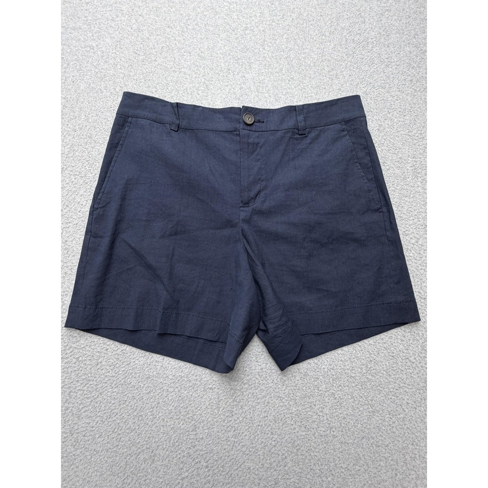 Vince Shorts Womens 14 Blue Linen Blend Chino Stretch‎ Flat Front Casual